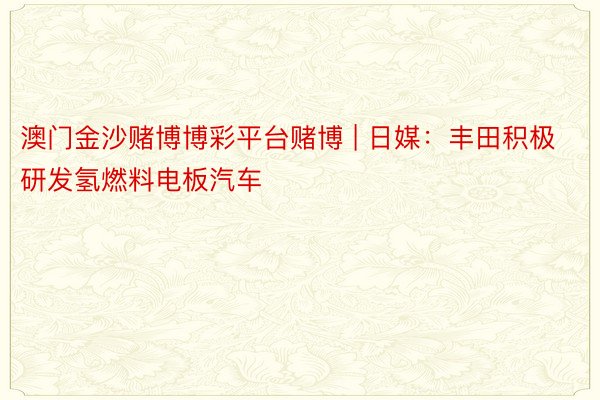 澳门金沙赌博博彩平台赌博 | 日媒：丰田积极研发氢燃料电板汽车