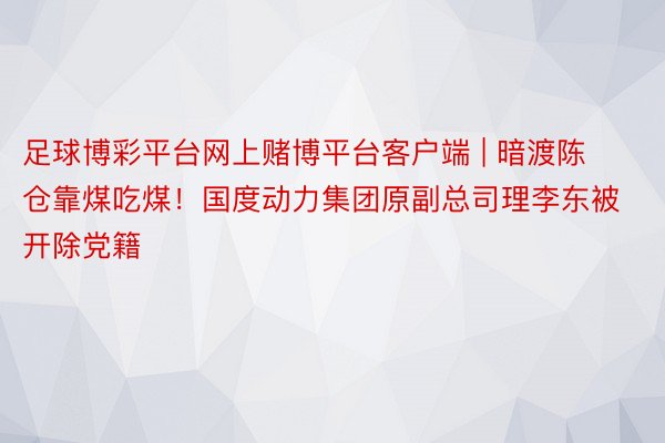 足球博彩平台网上赌博平台客户端 | 暗渡陈仓靠煤吃煤！国度动力集团原副总司理李东被开除党籍